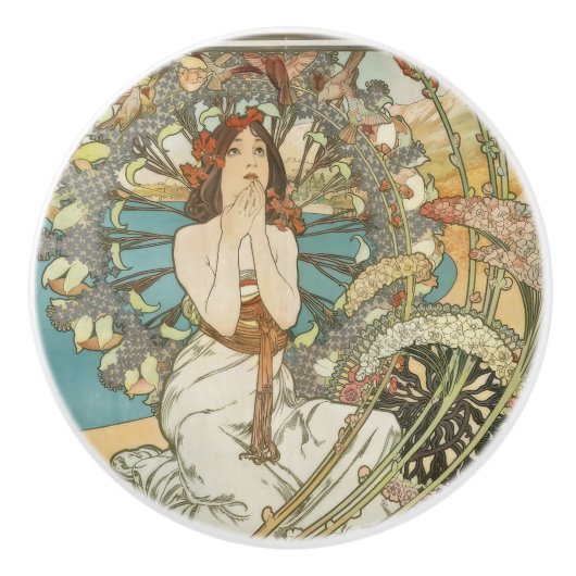  Mont-Carlo Poster door Alphonse Mucha Keramische Knop (Voorkant)