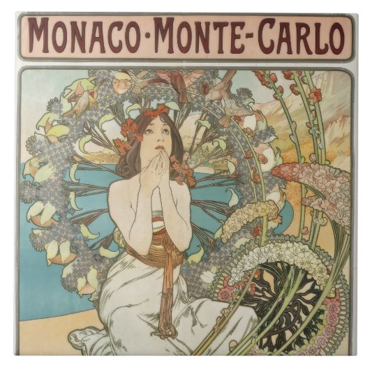 Mont-Carlo Poster door Alphonse Mucha Tegeltje (Voorkant)
