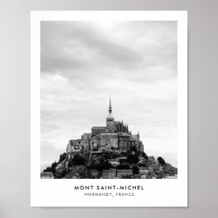 Mont Saint Michel France Black & White Travel Phot Poster
