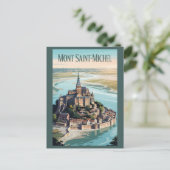 Mont-Saint-Michel France Illustration Travel Art Briefkaart (Staand voorkant)