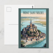 Mont-Saint-Michel France Illustration Travel Art Briefkaart (Voorkant / Achterkant)