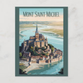 Mont-Saint-Michel France Illustration Travel Art Briefkaart (Voorkant)