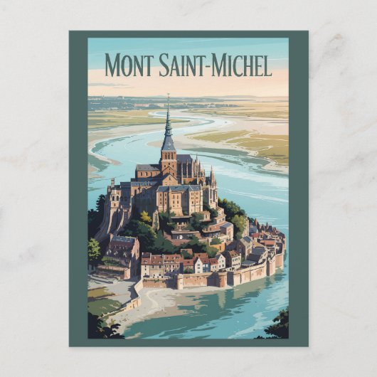 Mont-Saint-Michel France Illustration Travel Art Briefkaart (Voorkant)