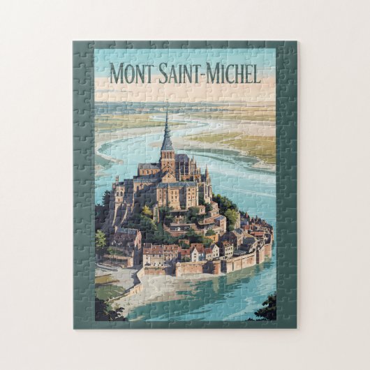 Mont-Saint-Michel France Illustration Travel Art Legpuzzel (Verticaal)