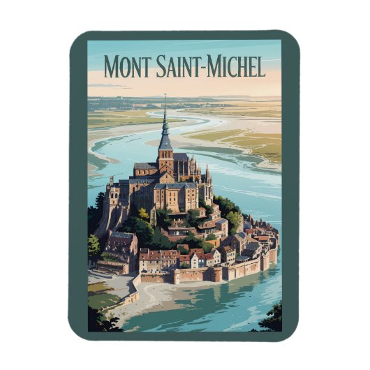 Mont-Saint-Michel France Illustration Travel Art Magneet (Verticaal)