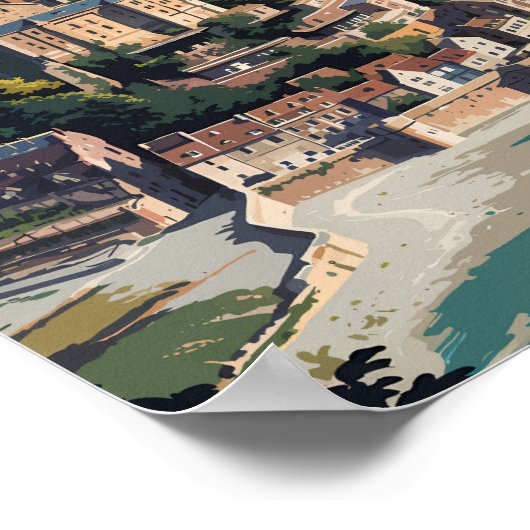 Mont-Saint-Michel France Illustration Travel Art Poster (Hoek)