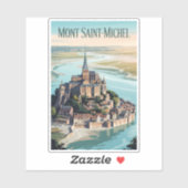 Mont-Saint-Michel France Illustration Travel Art Sticker (Vel)