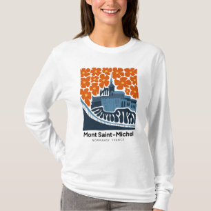 Mont Saint Michel Frankrijk abstracte reis bloemri T-shirt