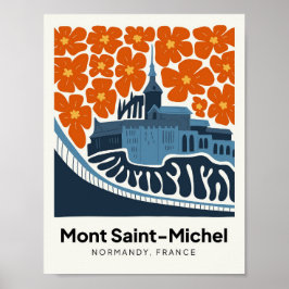 Mont Saint Michel Frankrijk abstracte reizen bloem Poster