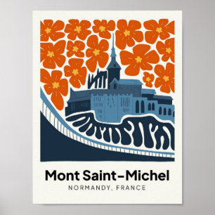 Mont Saint Michel Frankrijk abstracte reizen bloem Poster