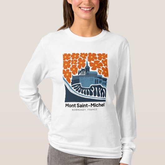 Mont Saint Michel Frankrijk abstracte reizen bloem T-shirt (Voorkant)