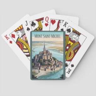 Mont-Saint-Michel Frankrijk Illustratie Reis Kunst Pokerkaarten