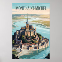 Mont-Saint-Michel Frankrijk Illustratie Reis Kunst