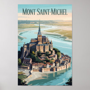 Mont-Saint-Michel Frankrijk Illustratie Reis Kunst Poster