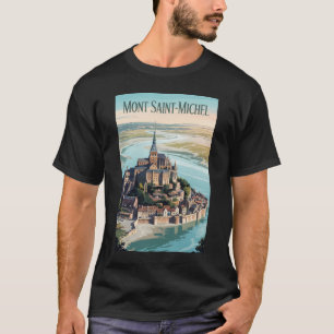 Mont-Saint-Michel Frankrijk Illustratie Reizen Kun T-shirt