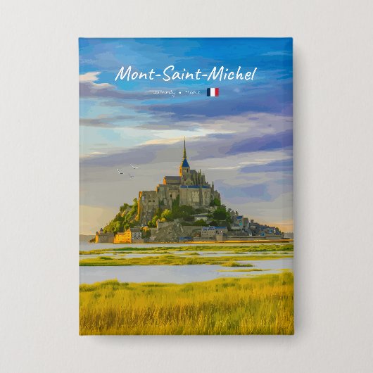 Mont-Saint-Michel, Frankrijk - Middeleeuwse Abdij Button (Voorkant)