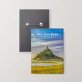 Mont-Saint-Michel, Frankrijk - Middeleeuwse Abdij Button (Voorkant / Achterkant)