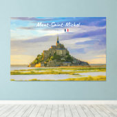 Mont-Saint-Michel, Frankrijk - Middeleeuwse Abdij Canvas Afdruk (Insitu (Houten vloer))