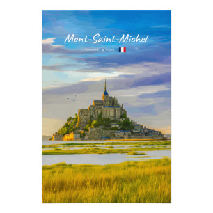 Mont-Saint-Michel, Frankrijk - Middeleeuwse Abdij Foto Afdruk