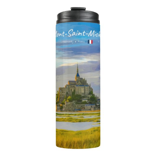 Mont-Saint-Michel, Frankrijk - Middeleeuwse Abdij Thermosbeker (Voorkant)