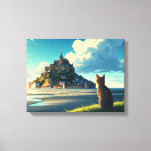 Mont Saint-Michel Frankrijk Reizen Kat Canvas Afdruk (Voorkant)