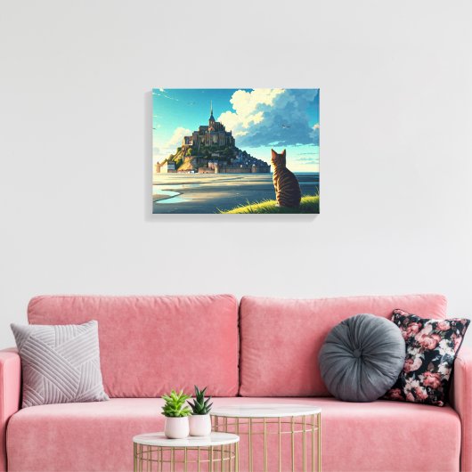 Mont Saint-Michel Frankrijk Reizen Kat Canvas Afdruk (Insitu (Woonkamer))