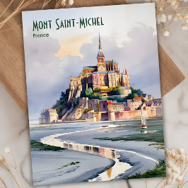 Mont Saint-Michel Frankrijk Reizen  Waterverf Briefkaart
