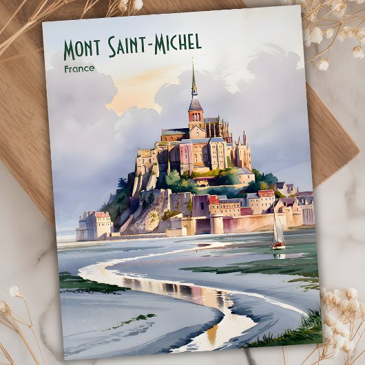 Mont Saint-Michel Frankrijk Reizen  Waterverf Briefkaart