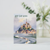 Mont Saint-Michel Frankrijk Reizen  Waterverf Briefkaart (Staand voorkant)