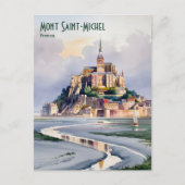 Mont Saint-Michel Frankrijk Reizen  Waterverf Briefkaart (Voorkant)