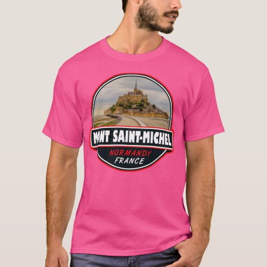Mont Saint-Michel Frankrijk Travel Art Embleem T-shirt (Voorkant)
