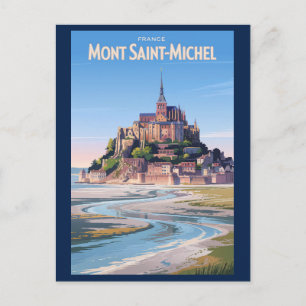 Mont Saint Michel Illustratie Reis Kunst Vintage Briefkaart