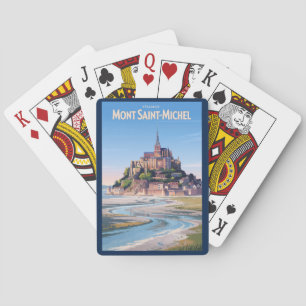 Mont Saint Michel Illustratie Reis Kunst Vintage Pokerkaarten
