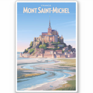 Mont Saint Michel Illustratie Reis Kunst Vintage Sticker