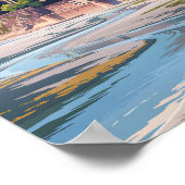 Mont Saint Michel Illustration Travel Art Vintage Poster (Hoek)