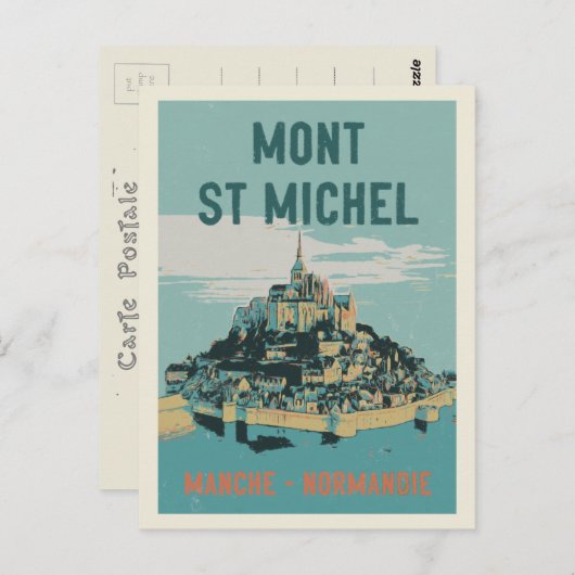 Mont Saint Michel illustreert France Briefkaart (Voorkant / Achterkant)