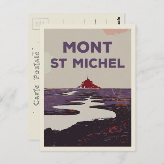 Mont Saint Michel illustreert France Briefkaart (Voorkant / Achterkant)