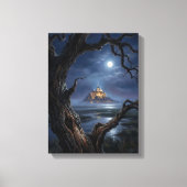 Mont Saint-Michel Moonlit Abbey Art Canvas Afdruk (Voorkant)