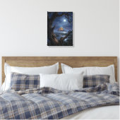 Mont Saint-Michel Moonlit Abbey Art Canvas Afdruk (Insitu (Slaapkamer))