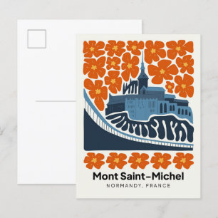 Mont Saint Michel Normandië Frankrijk reizen bloem Briefkaart
