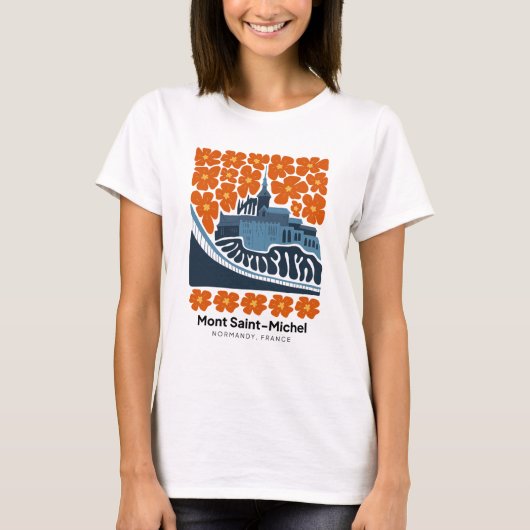 Mont Saint Michel Normandië Frankrijk reizen bloem T-shirt (Voorkant)