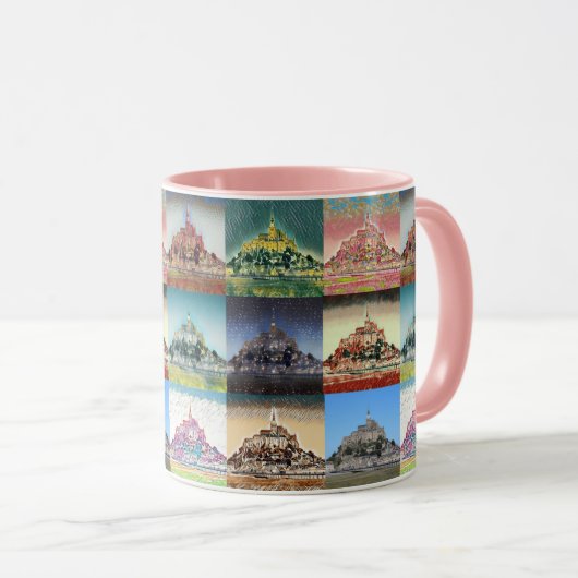 Mont Saint Michel, Normandy, Frankrijk Collage Mok (Voorkant rechts)