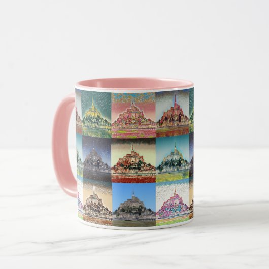 Mont Saint Michel, Normandy, Frankrijk Collage Mok (Voorkant links)