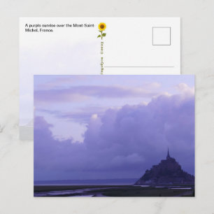 Mont-Saint-Michel Paarse zonsopgang, Frankrijk -an Briefkaart