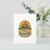 Mont Saint Michel Retro Reisposter Briefkaart (Staand voorkant)