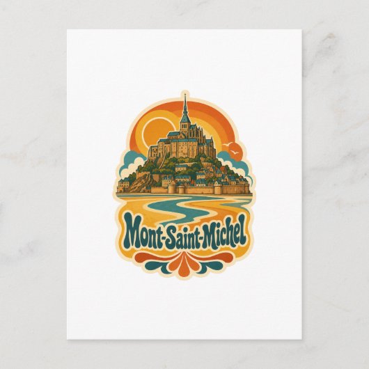 Mont Saint Michel Retro Reisposter Briefkaart (Voorkant)