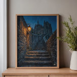 Mont Saint-Michel Twilight Lantern Art Canvas Afdruk<br><div class="desc">Imagine the echo of your own footsteps on ancient stone as you ascend the ramparts, the salty air of the English Channel cooling the evening. This piece captures that breathless, upward gaze from the outer defensive walls of Mont Saint-Michel, where a solitary iron lantern fights back the deepening twilight. The...</div>