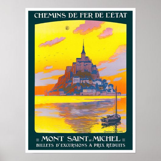Mont St. Michel France vintage-Poster Poster (Voorkant)
