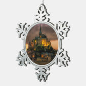 Mont St Michel Island Church Normandy Tin Sneeuwvlok Ornament (Rechts)