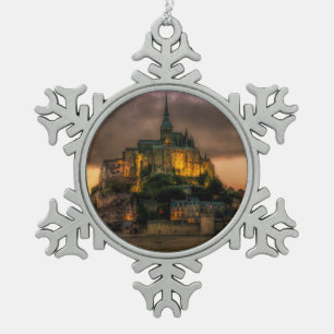 Mont St Michel Island Church Normandy Tin Sneeuwvlok Ornament